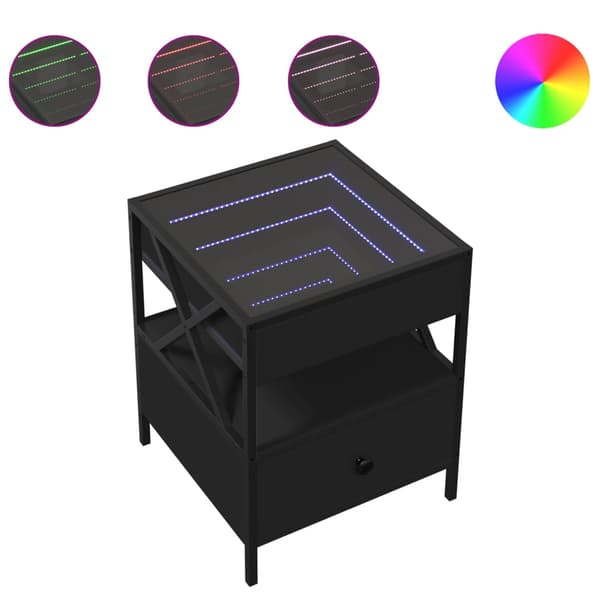 vidaXL Infinity LED natbord sort 40x40x51 cm