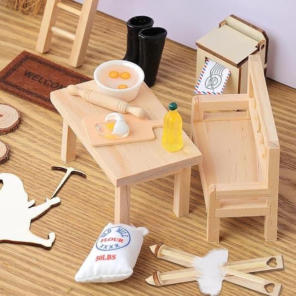 Miniatyyritarvikkeet kääpiötalo 1:12 pulkkasetti 10 kpl