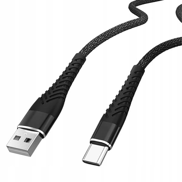 USB C-KABEL 2M | USB - USB TYP C-KABEL | SVART SNABBLADDNING | ÖVERFÖRING