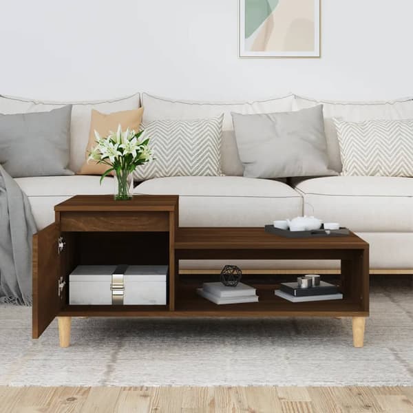 vidaXL sofabord brunt egetræ 100x50x45 cm, træbaseret materiale