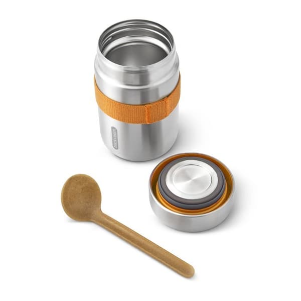 Lunchtermos i stål, orange / Svart+Blum