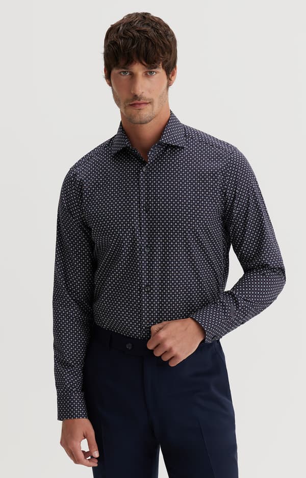 Slim fit skjorte med mikromønster M