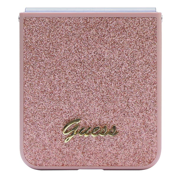 Guess Glitter Script-skal till Galaxy Z Flip5, rosa