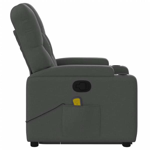 vidaXL Lyftbar massagefåtölj mörkgrå tyg