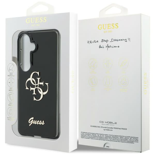 Guess IML Big Metal 4G Script cover til Galaxy S26, sort