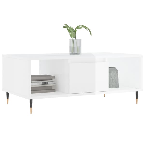 vidaXL Soffbord högglansvitt 90x50x36,5 cm