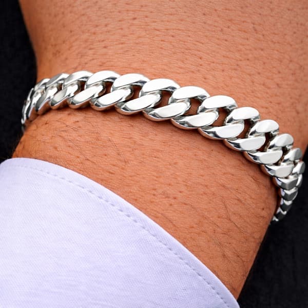 SILVER Herrarmband 8 mm TJOCKT SILVER 925 Armor Armband