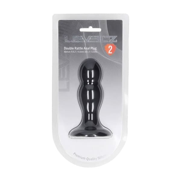 Dobbelt Rattle Flydende Silikone Analprop - M - Sort