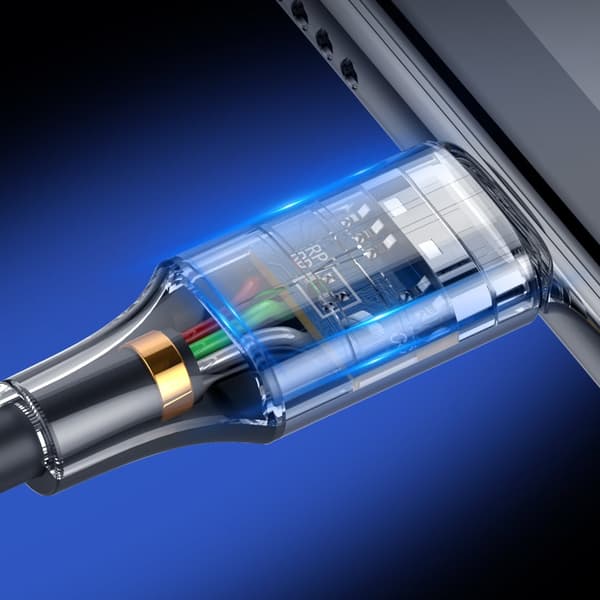 Flätad USB-kabel - USB-C snabbladdning 3.0 3A 0,5m grå