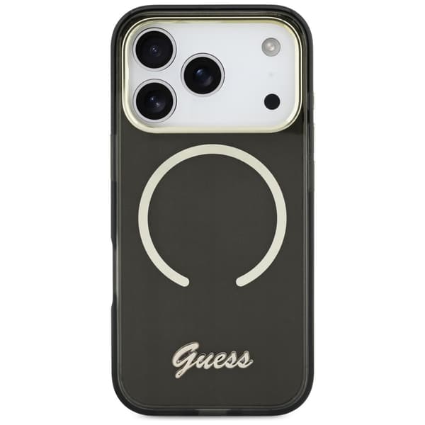 Guess IML Script Metal MagSafe-etui til iPhone 17 Pro, sort