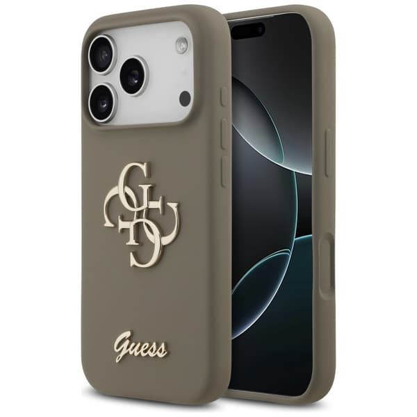 Guess Silikone Big 4G Script-cover til iPhone 17 Pro, brunt