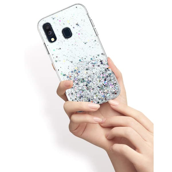 Etui til Samsung Galaxy A40, Glitrende, gennemsigtig