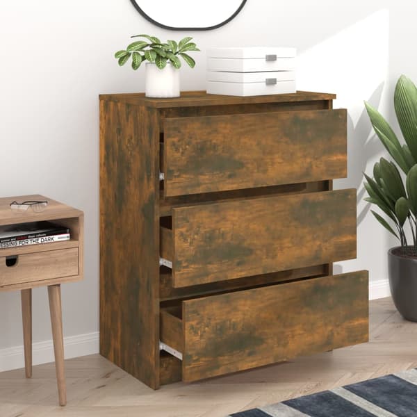 vidaXL kommode, røget eg, 60x35x76 cm, træbaseret materiale