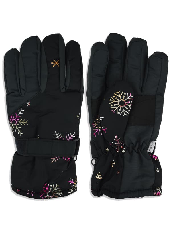 VINTER SNE SKIHANDSKER sort SNEFLAKES 16cm 8-10L V031B