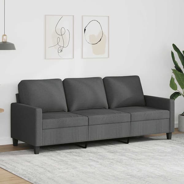 vidaXL 3-sitssoffa, mörkgrå, 180 cm, klädd i tyg