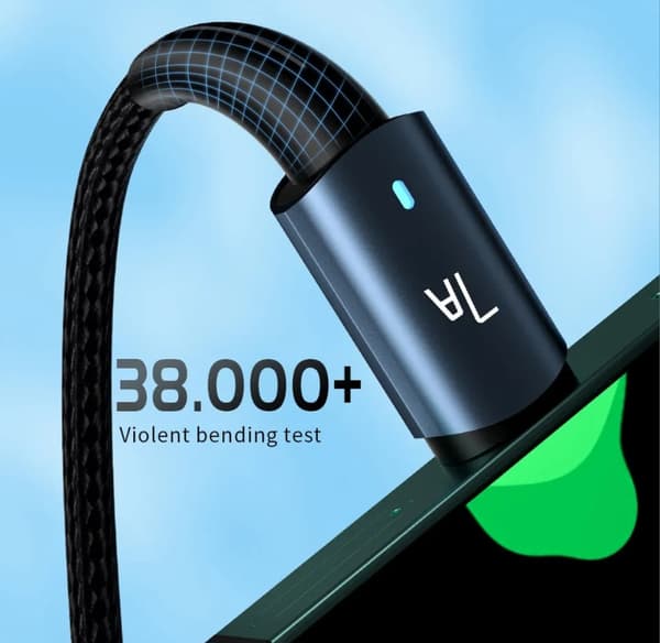 ESSAGER hurtigt USB A til C-kabel 2 meter 7A, 100W 2 m. SORT