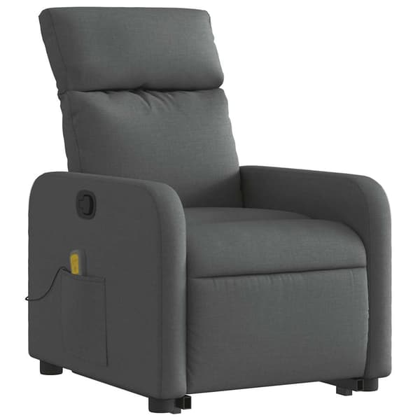 vidaXL Lyftbar massagefåtölj mörkgrå tyg