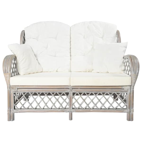 vidaXL 2-personers sofa, grå, rattan