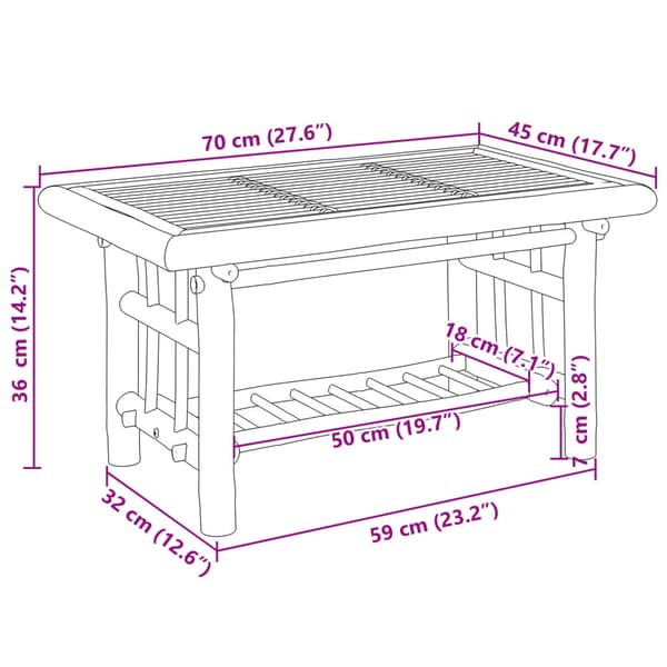 vidaXL Soffbord, 70x45x36 cm, bambu