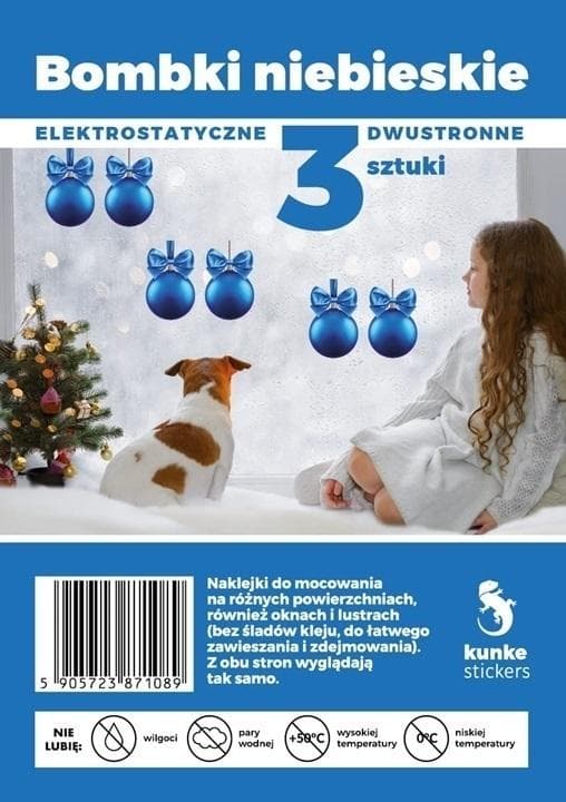 Dobbeltsidede elektrostatiske kugler, blå, 3 stk.