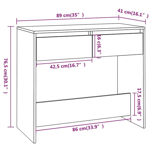 vidaXL konsolbord sort 89x41x76,5 cm
