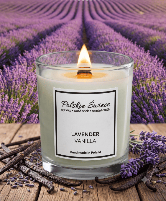 Sojalys med trævæge + LAVENDEL VANILJE