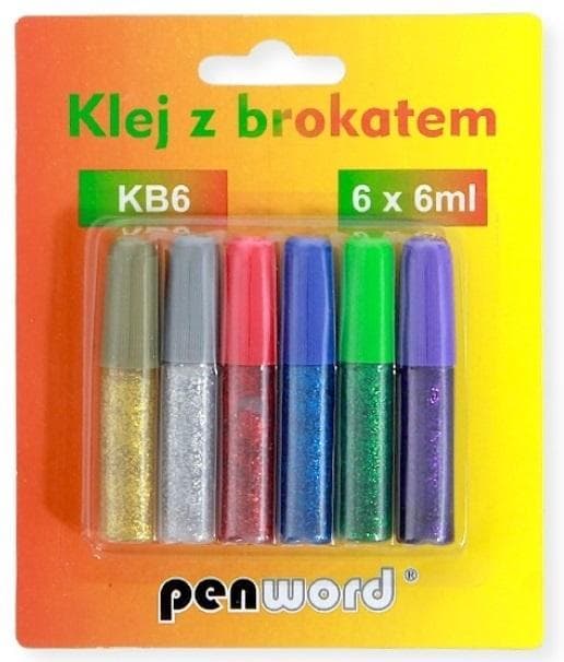Glitterliimaa 6 väriä 6 ml