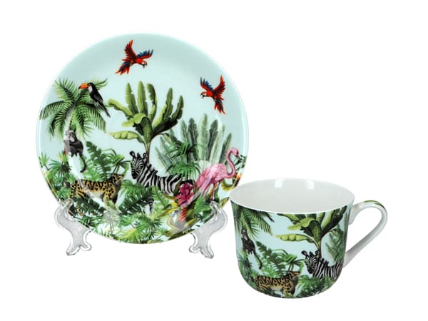 Frukostkopp och fat - Tropical Safari (FBCh)