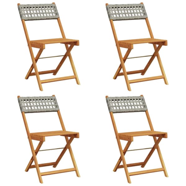 vidaXL foldbare havestole, sæt med 4, grå polyrattan og træ