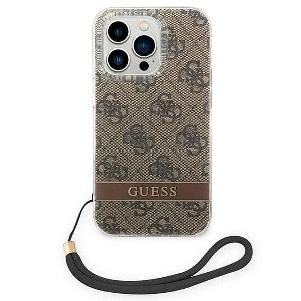 Guess 4G Print Strap-skal till iPhone 14 Pro Max, Brun