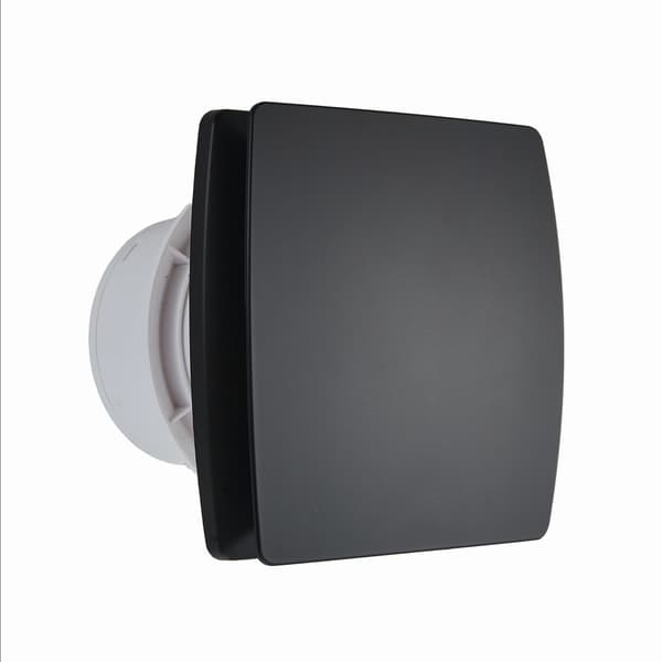 Stille badeværelsesventilator med fugtighedssensor + timer 100 mm sort