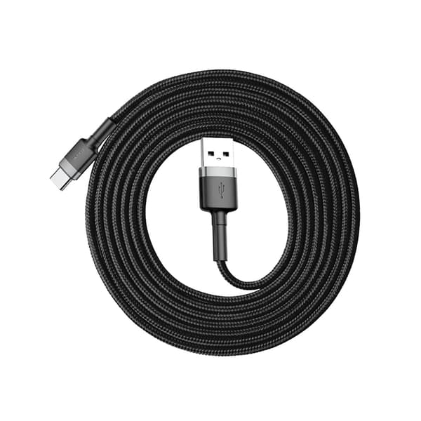 Holdbart, fleksibelt kabel USB-C QC3.0 2A 2M sort og grå