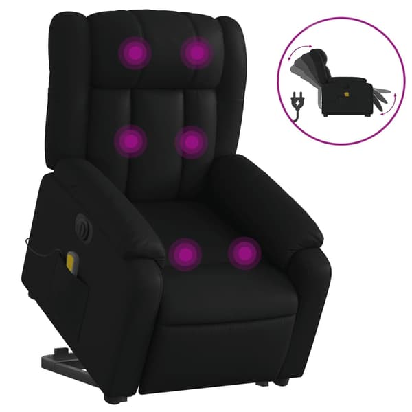 vidaXL elektrisk lænestol med massage, sort