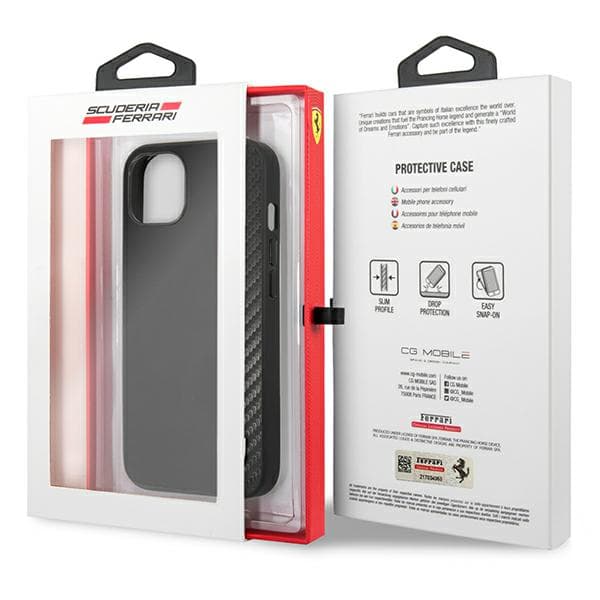 Ferrari On Track Carbon Stripe-cover til iPhone 13 mini, sort
