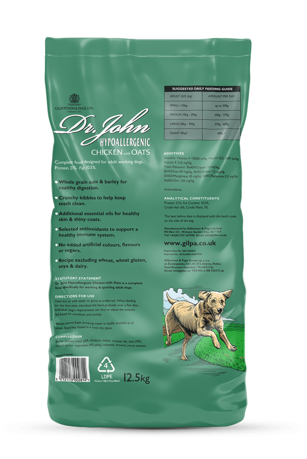 Dr. John Hypoallergenisk Tørfoder til Hunde med Kylling 12,5 kg