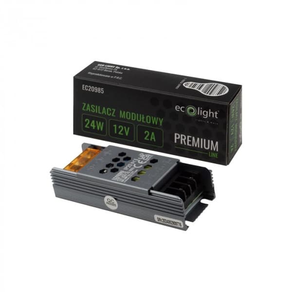 LED-strömförsörjning Modulär Slim 24W 12V 2A PREMIUM Transformator Ecolight
