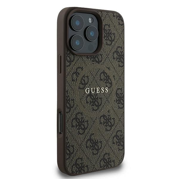 Guess 4G Ring Classic Logo MagSafe-etui til iPhone 16 Pro, brun