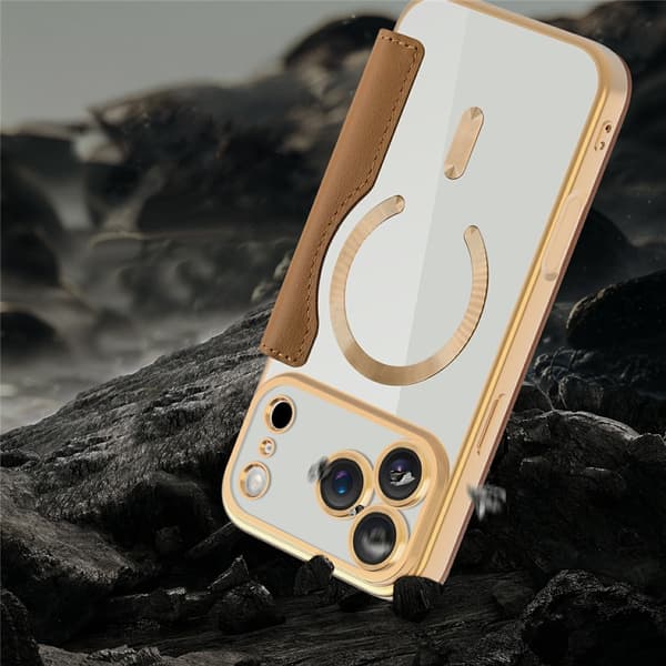 iPhone 17 Pro Max Flipfodral, RFID-plånbok MagSafe med kameraskydd, brun