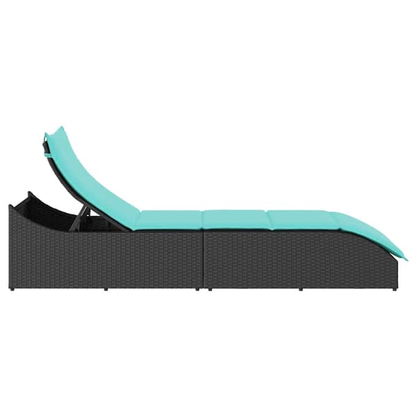 vidaXL foldbar liggestol med hynde og opbevaring sort polyrattan