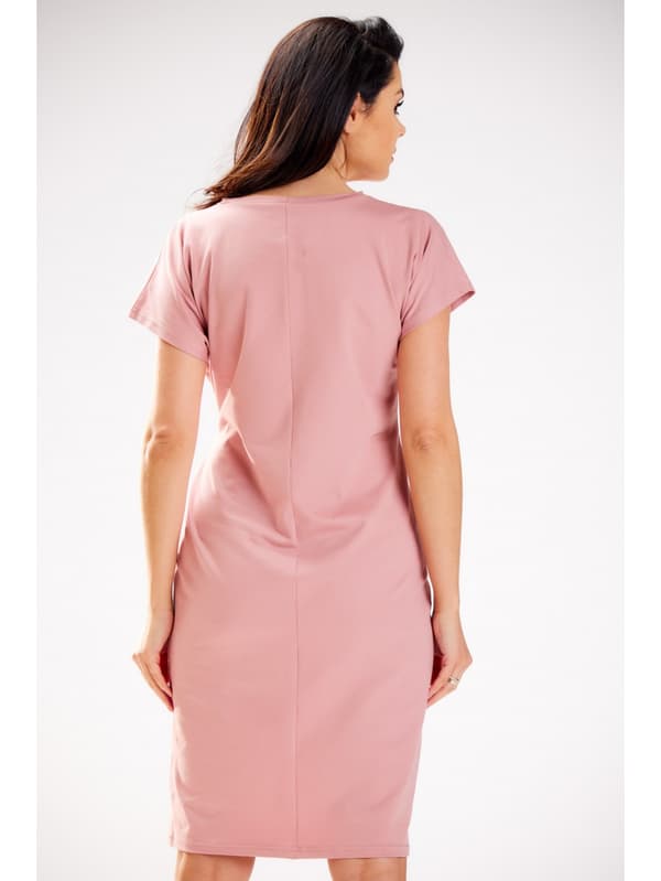 Kimono midikjole med bindebånd i taljen, pink S