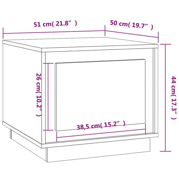 vidaXL sofabord brunt egetræ 51x50x44cm træbaseret materiale
