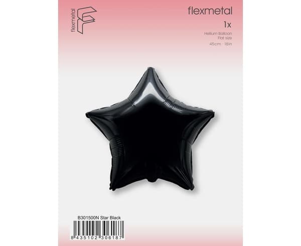 Stjernefolieballon sort 45 cm