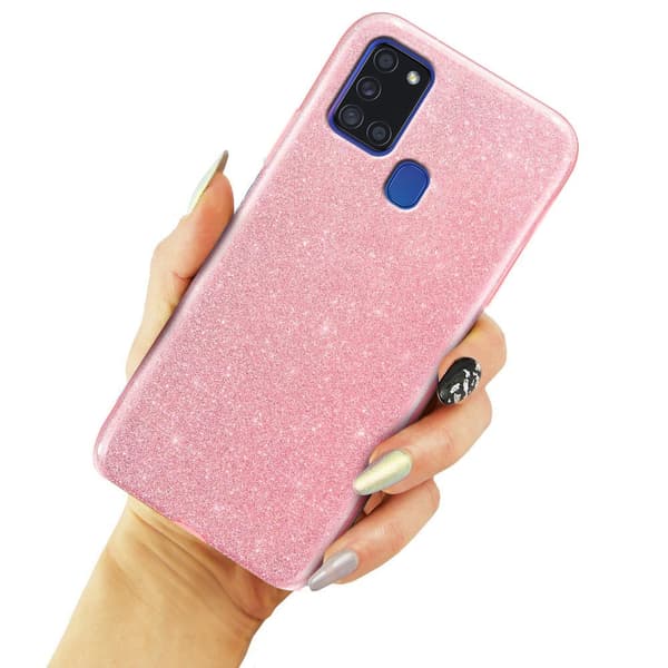 Glitter-cover til Samsung Galaxy A21S, lyserød