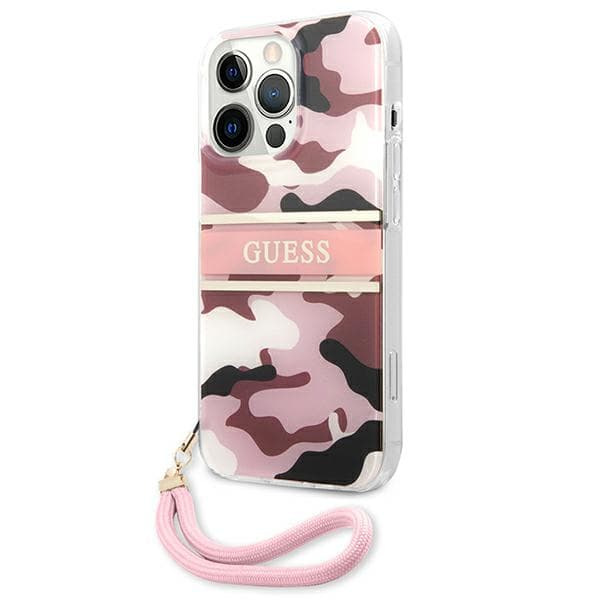 Guess Camo Strap Collection-etui til iPhone 13 Pro / 13, lyserød