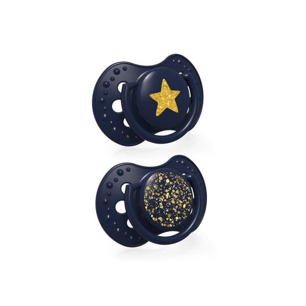 LOVI 22/892 Dynamisk silikonesut 0-3mdr. 2 stk. Stardust blå