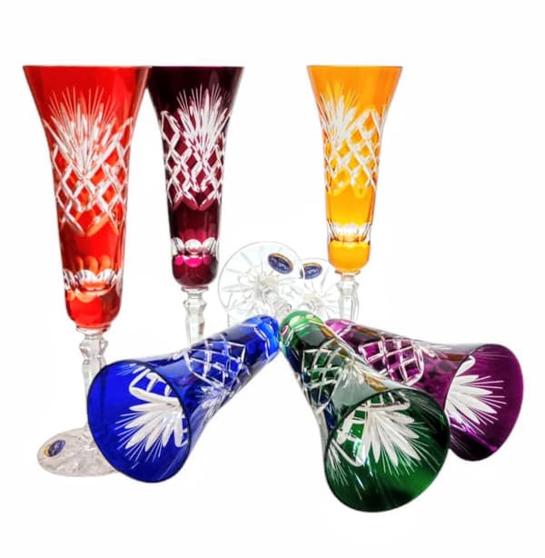 Farverige krystal champagneglas 170 ml Ananas