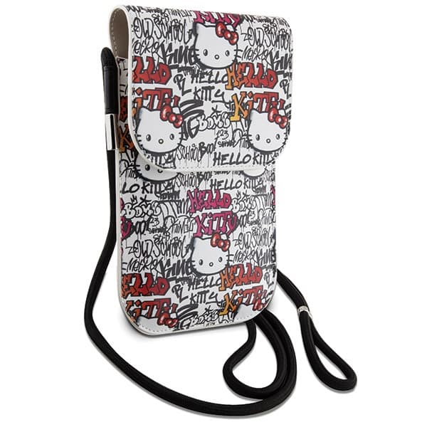 Hello Kitty håndtaske HKOWBHDGPTE beige lædermærker graffiti snor