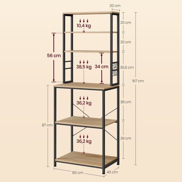 Fritstående mikrobølgeovnshylde til Sonoma Oak Loft, sort.