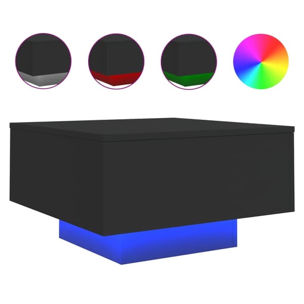 vidaXL LED sofabord sort 55x55x31 cm