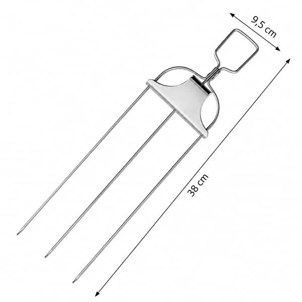 Metalspyd til grill, 3-i-1, rustfrit stål, 38 cm